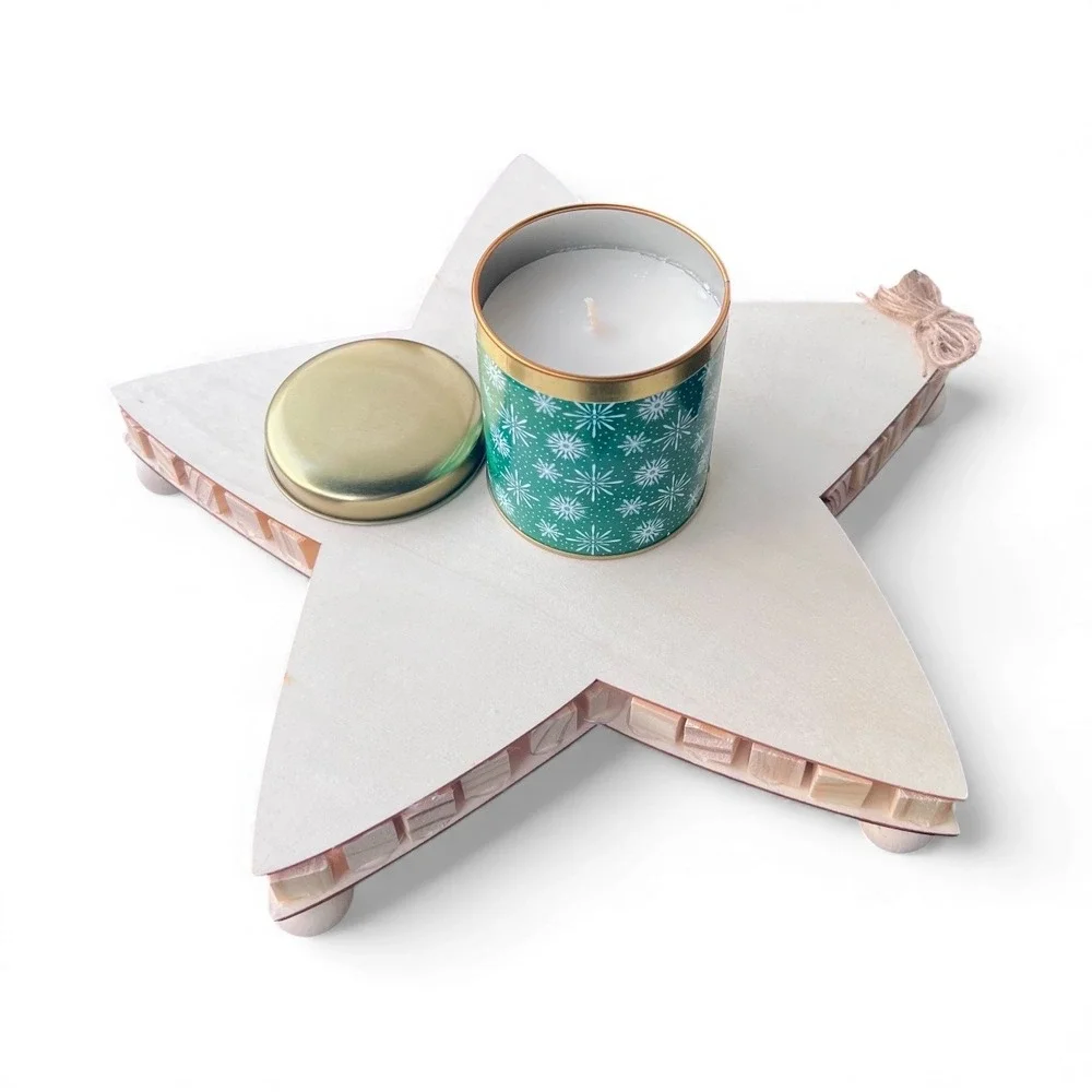 New Wooden Star TabletopTray Decor, 10‎ inches Width